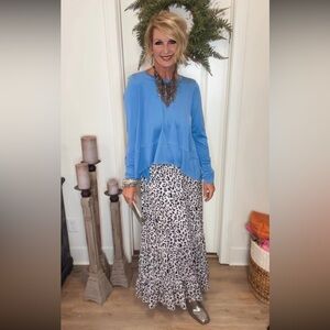 Chic Blue Long Sleeve Top